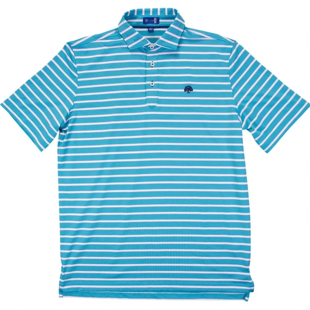 Stitch Mens M Blue Pink White Stripe Short Sleeve Golf Polo Shirt - Picture 2 of 12